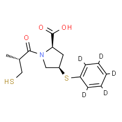 ChemSpider 2D Image | (4R)-1-[(2R)-2-Methyl-3-sulfanylpropanoyl]-4-[(~2~H_5_)phenylsulfanyl]-D-proline | C15H14D5NO3S2