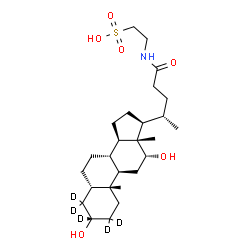 ChemSpider 2D Image | 2-{[(3beta,5alpha,8alpha,9beta,10alpha,12beta,13alpha,14beta,17alpha,20S)-3,12-Dihydroxy-24-oxo(2,2,3,4,4-~2~H_5_)cholan-24-yl]amino}ethanesulfonic acid | C26H40D5NO6S