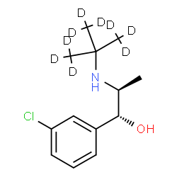ChemSpider 2D Image | (1R,2S)-1-(3-Chlorophenyl)-2-{[2-(~2~H_3_)methyl(~2~H_6_)-2-propanyl]amino}-1-propanol | C13H11D9ClNO