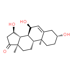 ChemSpider 2D Image | (3alpha,7beta,8alpha,9beta,10alpha,13alpha,14beta,15beta)-3,7,15-Trihydroxyandrost-5-en-17-one | C19H28O4