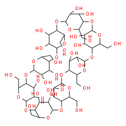 ChemSpider 2D Image | 5,10,15,20,25,30,35,40-Octakis(hydroxymethyl)-2,4,7,9,12,14,17,19,22,24,27,29,32,34,37,39-hexadecaoxanonacyclo[36.2.2.2~3,6~.2~8,11~.2~13,16~.2~18,21~.2~23,26~.2~28,31~.2~33,36~]hexapentacontane-41,42
,43,44,45,46,47,48,49,50,51,52,53,54,55,56-hexadecol | C48H80O40