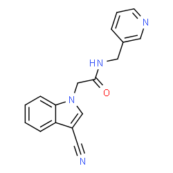 ChemSpider 2D Image | 2-(3-Cyano-1H-indol-1-yl)-N-(3-pyridinylmethyl)acetamide | C17H14N4O