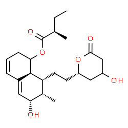 ChemSpider 2D Image | (6S,7S,8R,8aS)-6-Hydroxy-8-{2-[(2S)-4-hydroxy-6-oxotetrahydro-2H-pyran-2-yl]ethyl}-7-methyl-1,2,6,7,8,8a-hexahydro-1-naphthalenyl (2R)-2-methylbutanoate | C23H34O6
