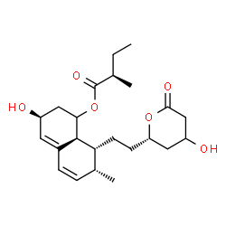ChemSpider 2D Image | (3S,7R,8R,8aS)-3-Hydroxy-8-{2-[(2S)-4-hydroxy-6-oxotetrahydro-2H-pyran-2-yl]ethyl}-7-methyl-1,2,3,7,8,8a-hexahydro-1-naphthalenyl (2R)-2-methylbutanoate | C23H34O6