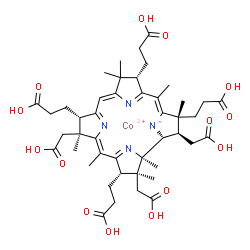 ChemSpider 2D Image | cobaltous;3-[(1R,2S,3S,5Z,7S,8S,10Z,13S,15Z,17R,18R,19R)-3,13,17-tris(2-carboxyethyl)-2,7,18-tris(carboxymethyl)-1,2,5,7,12,12,15,17-octamethyl-8,13,18,19-tetrahydro-3H-corrin-24-id-8-yl]propanoic acid | C45H59CoN4O14