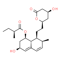 ChemSpider 2D Image | (1R,3S,7S,8S,8aR)-3-Hydroxy-8-{2-[(2R,4S)-4-hydroxy-6-oxotetrahydro-2H-pyran-2-yl]ethyl}-7-methyl-1,2,3,7,8,8a-hexahydro-1-naphthalenyl (2S)-2-methylbutanoate | C23H34O6