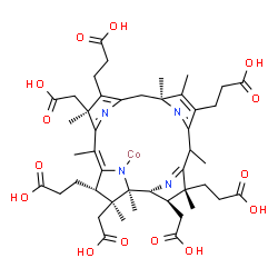 ChemSpider 2D Image | [(1R,2S,3S,4Z,7S,11S,17R,18R,19R)-3,8,13,17-tetrakis(2-carboxyethyl)-2,7,18-tris(carboxymethyl)-1,2,5,7,11,12,15,17-octamethyl-10,15,18,19-tetrahydro-3H-corrin-21-yl]cobalt | C45H59CoN4O14