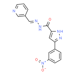 ChemSpider 2D Image | 3-(3-Nitrophenyl)-N'-[(E)-3-pyridinylmethylene]-1H-pyrazole-5-carbohydrazide | C16H12N6O3