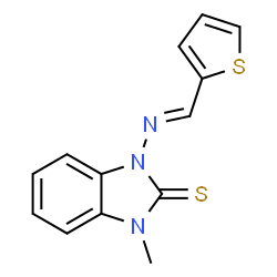 ChemSpider 2D Image | 1-Methyl-3-[(E)-(2-thienylmethylene)amino]-1,3-dihydro-2H-benzimidazole-2-thione | C13H11N3S2