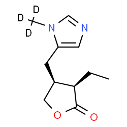 ChemSpider 2D Image | (3R,4S)-3-Ethyl-4-{[1-(~2~H_3_)methyl-1H-imidazol-5-yl]methyl}dihydro-2(3H)-furanone | C11H13D3N2O2