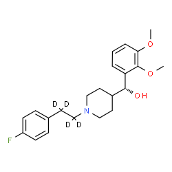 ChemSpider 2D Image | (R)-(2,3-Dimethoxyphenyl){1-[2-(4-fluorophenyl)(~2~H_4_)ethyl]-4-piperidinyl}methanol | C22H24D4FNO3