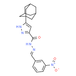 ChemSpider 2D Image | 3-(Adamantan-1-yl)-N'-[(E)-(3-nitrophenyl)methylene]-1H-pyrazole-5-carbohydrazide | C21H23N5O3