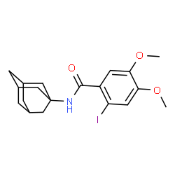ChemSpider 2D Image | N-(Adamantan-1-yl)-2-iodo-4,5-dimethoxybenzamide | C19H24INO3
