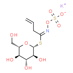 ChemSpider 2D Image | Potassium 1-S-[(1E)-N-(sulfonatooxy)-3-butenimidoyl]-1-thio-beta-L-glucopyranose | C10H16KNO9S2