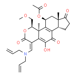 ChemSpider 2D Image | (1Z,4R,4aS,5S,6aS,9aS)-1-[(Diallylamino)methylene]-11-hydroxy-4-(methoxymethyl)-4a,6a-dimethyl-2,7,10-trioxo-1,2,4,4a,5,6,6a,7,8,9,9a,10-dodecahydroindeno[4,5-h]isochromen-5-yl acetate | C29H35NO8
