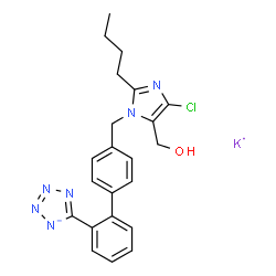ChemSpider 2D Image | [2-butyl-5-chloro-3-[[4-[2-(1,2,3-triaza-4-azanidacyclopenta-2,5-dien-5-yl)phenyl]phenyl]methyl]imidazol-4-yl]methanol;potassium | C22H22ClKN6O