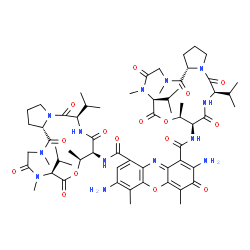 ChemSpider 2D Image | 2,7-Diamino-N,N'-bis[(6S,9S,10S,13R,18aS)-6,13-diisopropyl-2,5,9-trimethyl-1,4,7,11,14-pentaoxohexadecahydro-1H-pyrrolo[2,1-i][1,4,7,10,13]oxatetraazacyclohexadecin-10-yl]-4,6-dimethyl-3-oxo-3H-phenox
azine-1,9-dicarboxamide | C62H87N13O16