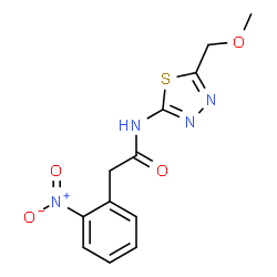 ChemSpider 2D Image | N-[5-(Methoxymethyl)-1,3,4-thiadiazol-2-yl]-2-(2-nitrophenyl)acetamide | C12H12N4O4S