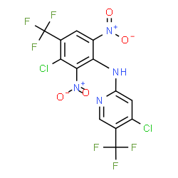 ChemSpider 2D Image | 4-Chloro-N-[3-chloro-2,6-dinitro-4-(trifluoromethyl)phenyl]-5-(trifluoromethyl)-2-pyridinamine | C13H4Cl2F6N4O4