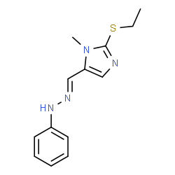 ChemSpider 2D Image | 2-(Ethylsulfanyl)-1-methyl-5-[(E)-(phenylhydrazono)methyl]-1H-imidazole | C13H16N4S