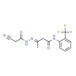 ChemSpider 2D Image | (3E)-3-[(Cyanoacetyl)hydrazono]-N-[2-(trifluoromethyl)phenyl]butanamide | C14H13F3N4O2