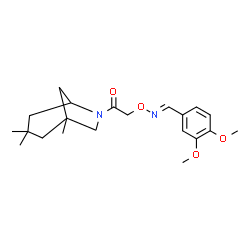 ChemSpider 2D Image | 2-{[(E)-(3,4-Dimethoxybenzylidene)amino]oxy}-1-(1,3,3-trimethyl-6-azabicyclo[3.2.1]oct-6-yl)ethanone | C21H30N2O4