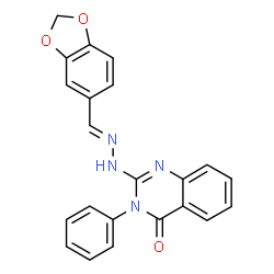 ChemSpider 2D Image | 2-[(2E)-2-(1,3-Benzodioxol-5-ylmethylene)hydrazino]-3-phenyl-4(3H)-quinazolinone | C22H16N4O3