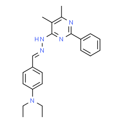 ChemSpider 2D Image | 4-{(E)-[(5,6-Dimethyl-2-phenyl-4-pyrimidinyl)hydrazono]methyl}-N,N-diethylaniline | C23H27N5