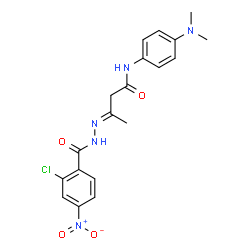 ChemSpider 2D Image | (3E)-3-[(2-Chloro-4-nitrobenzoyl)hydrazono]-N-[4-(dimethylamino)phenyl]butanamide | C19H20ClN5O4