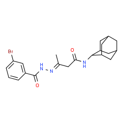 ChemSpider 2D Image | (3E)-N-(Adamantan-2-yl)-3-[(3-bromobenzoyl)hydrazono]butanamide | C21H26BrN3O2