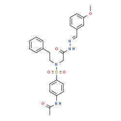 ChemSpider 2D Image | N-{4-[(3-Methoxy-benzylidene-hydrazinocarbonylmethyl)-phenethyl-sulfamoyl]-phenyl}-acetamide | C26H28N4O5S
