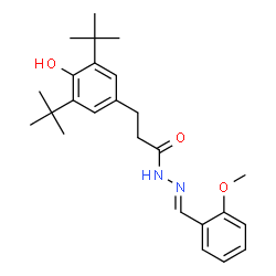 ChemSpider 2D Image | 3-[4-Hydroxy-3,5-bis(2-methyl-2-propanyl)phenyl]-N'-[(E)-(2-methoxyphenyl)methylene]propanehydrazide | C25H34N2O3