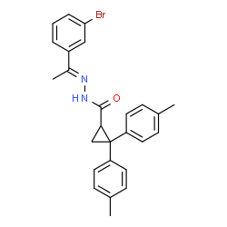 ChemSpider 2D Image | N'-[(1E)-1-(3-Bromophenyl)ethylidene]-2,2-bis(4-methylphenyl)cyclopropanecarbohydrazide | C26H25BrN2O