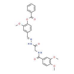 ChemSpider 2D Image | 4-[(E)-({[(3,4-Dimethoxybenzoyl)amino]acetyl}hydrazono)methyl]-2-methoxyphenyl benzoate | C26H25N3O7