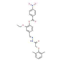 ChemSpider 2D Image | 4-[(E)-{[(2,6-Dimethylphenoxy)acetyl]hydrazono}methyl]-2-ethoxyphenyl 4-nitrobenzoate | C26H25N3O7