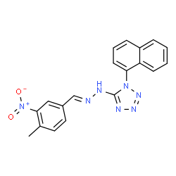 ChemSpider 2D Image | 5-[(2E)-2-(4-Methyl-3-nitrobenzylidene)hydrazino]-1-(1-naphthyl)-1H-tetrazole | C19H15N7O2