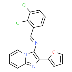 ChemSpider 2D Image | N-[(E)-(2,3-Dichlorophenyl)methylene]-2-(2-furyl)imidazo[1,2-a]pyridin-3-amine | C18H11Cl2N3O