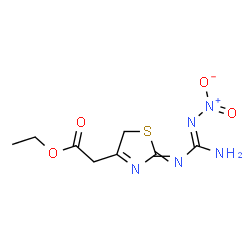 ChemSpider 2D Image | Ethyl {2-[(N'-nitrocarbamimidoyl)imino]-2,5-dihydro-1,3-thiazol-4-yl}acetate | C8H11N5O4S