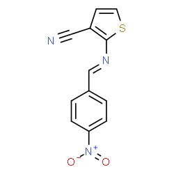 ChemSpider 2D Image | 2-[(E)-(4-Nitrobenzylidene)amino]-3-thiophenecarbonitrile | C12H7N3O2S