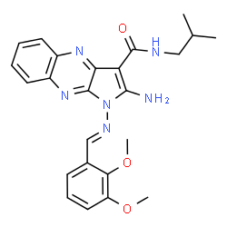 ChemSpider 2D Image | 2-Amino-1-[(E)-(2,3-dimethoxybenzylidene)amino]-N-isobutyl-1H-pyrrolo[2,3-b]quinoxaline-3-carboxamide | C24H26N6O3