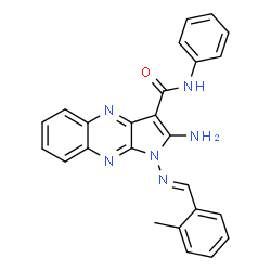 ChemSpider 2D Image | 2-Amino-1-[(E)-(2-methylbenzylidene)amino]-N-phenyl-1H-pyrrolo[2,3-b]quinoxaline-3-carboxamide | C25H20N6O