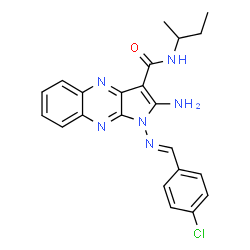 ChemSpider 2D Image | 2-Amino-N-sec-butyl-1-[(E)-(4-chlorobenzylidene)amino]-1H-pyrrolo[2,3-b]quinoxaline-3-carboxamide | C22H21ClN6O