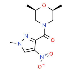 ChemSpider 2D Image | [(2R,6S)-2,6-Dimethyl-4-morpholinyl](1-methyl-4-nitro-1H-pyrazol-3-yl)methanone | C11H16N4O4