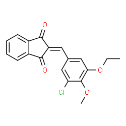 ChemSpider 2D Image | 2-(3-Chloro-5-ethoxy-4-methoxybenzylidene)-1H-indene-1,3(2H)-dione | C19H15ClO4