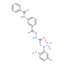 ChemSpider 2D Image | N-{3-[(1E)-N-{[(2-Methoxy-5-methylphenyl)(methylsulfonyl)amino]acetyl}ethanehydrazonoyl]phenyl}benzamide | C26H28N4O5S