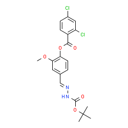 ChemSpider 2D Image | tert-Butyl (2E)-2-{4-[(2,4-dichlorobenzoyl)oxy]-3-methoxybenzylidene}hydrazinecarboxylate | C20H20Cl2N2O5