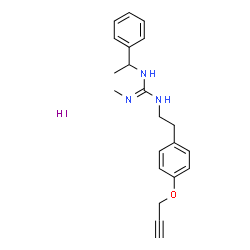 ChemSpider 2D Image | 2-Methyl-1-(1-phenylethyl)-3-{2-[4-(2-propyn-1-yloxy)phenyl]ethyl}guanidine hydroiodide (1:1) | C21H26IN3O