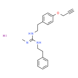 ChemSpider 2D Image | 2-Methyl-1-(2-phenylethyl)-3-{2-[4-(2-propyn-1-yloxy)phenyl]ethyl}guanidine hydroiodide (1:1) | C21H26IN3O