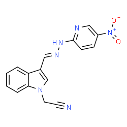ChemSpider 2D Image | (3-{(E)-[(5-Nitro-2-pyridinyl)hydrazono]methyl}-1H-indol-1-yl)acetonitrile | C16H12N6O2