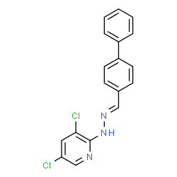 ChemSpider 2D Image | 2-[(2E)-2-(4-Biphenylylmethylene)hydrazino]-3,5-dichloropyridine | C18H13Cl2N3